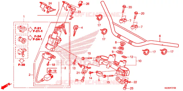 PUNHO GUIADOR/PONTE SUPERIOR/ COLUNA DIRECCAO Honda MOTO 250 CRF 2019  CRF250RLJ