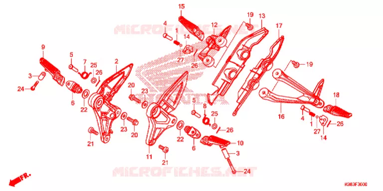 POUSA-PES/PEDAL Honda MOTO 125 CB 2018  CBF125NAJ