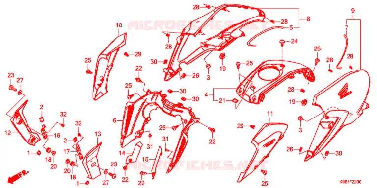 BLINDAGEM DO RADIADOR - TAMPA DO TANQUE Honda MOTO 125 CB 2020  CBF125NAJ