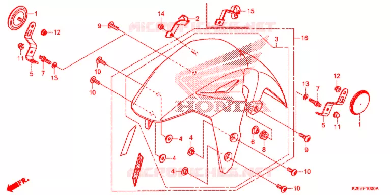 GUARDA-LAMAS FRENTE Honda MOTO 125 MSX 2020  MSX125J_CA