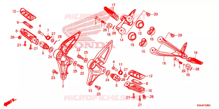 PEDAL/POUSA-PES Honda MOTO 300 CB 2019  CBF300NAK_A