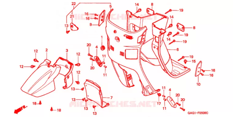 GUARDA-LAMAS FRENTE Honda SCOOTER 50 GYRO 1995  TC50P_W