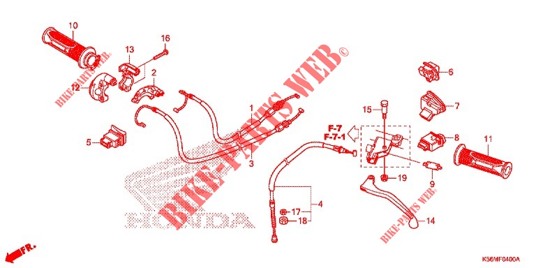 MANETE/INTERRUPTOR/CABO para Honda RS 150 R V4 2020