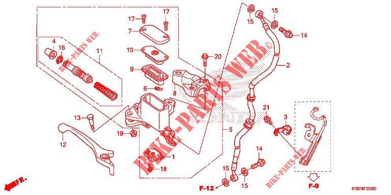 PRINCIPAL DO FREIO DIANTEIRO CILINDRO para Honda RS 150 R V4 2021