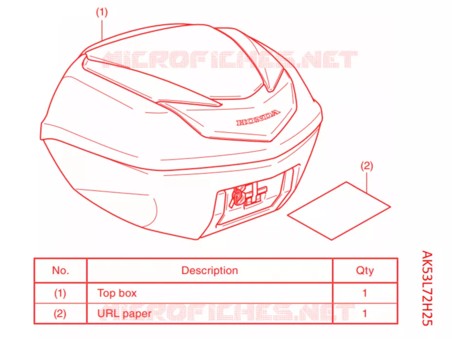 --- KIT,TOP BOX B *NHB88M* Honda SCOOTER 350 SH 2021  SH350AM