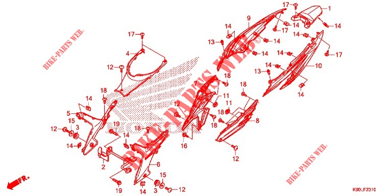 COBERTURA CARROCARIA  para Honda WAVE 110 RSX Vành nan hoa phanh đĩa 2021