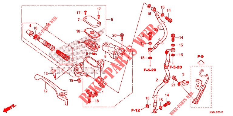 PRINCIPAL DO FREIO DIANTEIRO CILINDRO  (FS150FA) para Honda WINNER 150 V2 Camo 2019