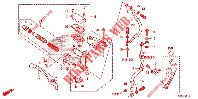 PRINCIPAL DO FREIO DIANTEIRO CILINDRO  (FS150FA) para Honda WINNER 150 V3 Race 2021