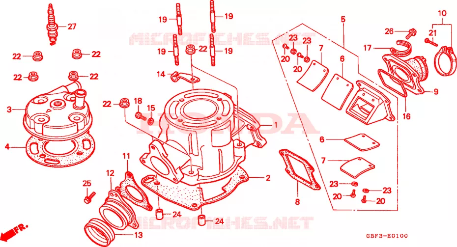 CILINDRO/CABECA MOTOR Honda MOTO 80 CR 1997  CR80RBV