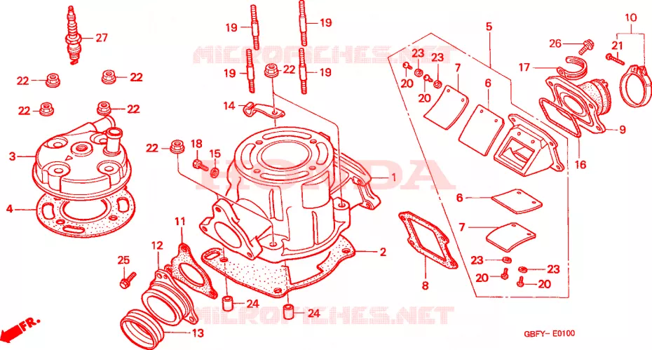 CILINDRO/CABECA MOTOR Honda MOTO 80 CR 2001  CR80RB1