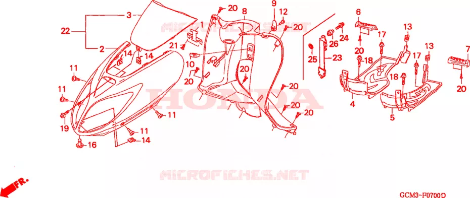 TAMPA FRENTE Honda SCOOTER 50 X8R 1999  SZX50SX