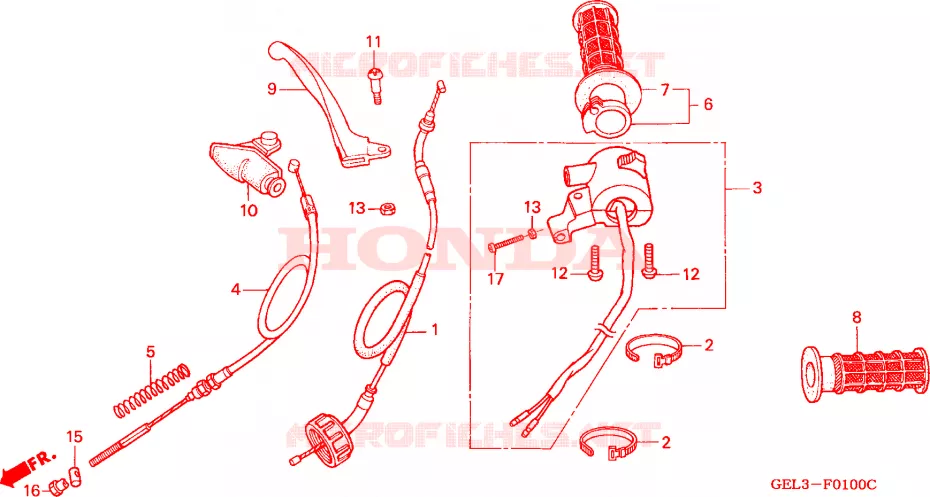 MANETE/INTERRUPTOR/CABO Honda MOTO 50 XR 2003  XR50R3