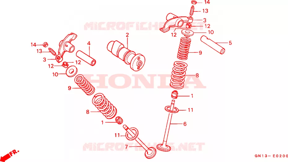 ARVORE CAMES/VALVULA Honda MOTO 80 XR 1993  XR80RP