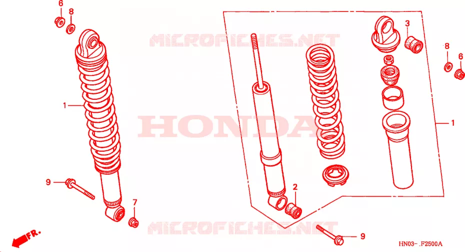 AMORTECEDOR TRASEIRO Honda ATV 450 FOURTRAX 1999  TRX450SX