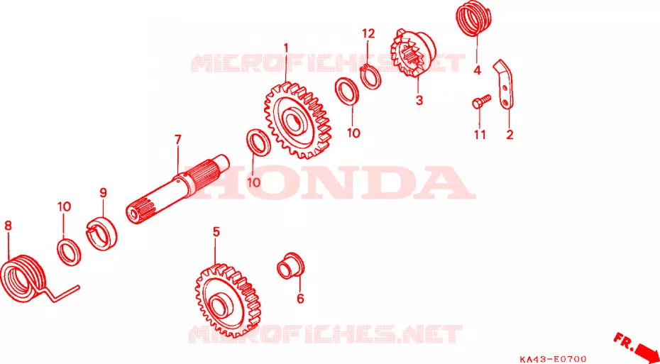 EIXO PEDAL ARRANQUE Honda MOTO 250 CR 1987  CR250RH
