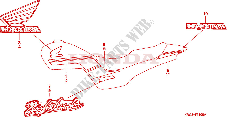 FAIXA/MARCA(1) para Honda CB 250 TWO FIFTY 1998