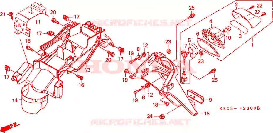 GUARDA-LAMAS TRASEIRO/LUZ TRASEIRA Honda SCOOTER 100 SCOOPY 1999  SH100X