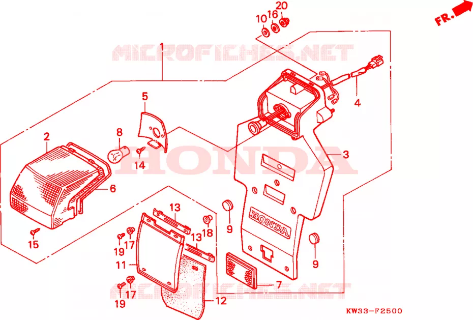 LUZ TRASEIRA Honda MOTO 250 NX 1993  NX2502P