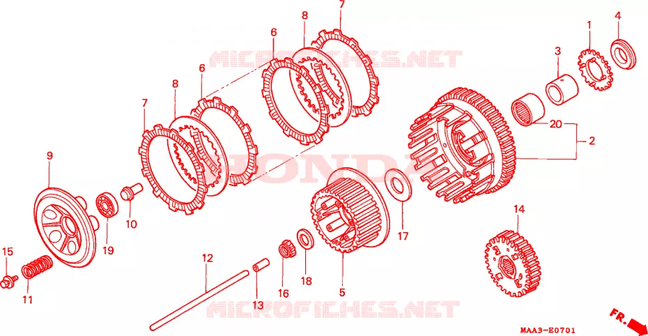 EMBRAIAGEM(VT1100CV/VW/V2) Honda MOTO 1100 SHADOW 1998  VT1100C2W