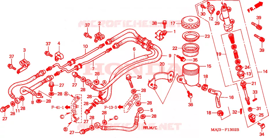BOMBA PRINCIPAL TRASEIRA CILINDRO(ST1100AT/AV/AW) Honda MOTO 1100 PAN-EUROPEAN 1997  ST1100AV