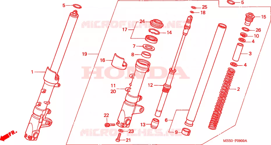 FORQUILHA FRENTE Honda MOTO 1000 VTR 2004  VTR1000F3