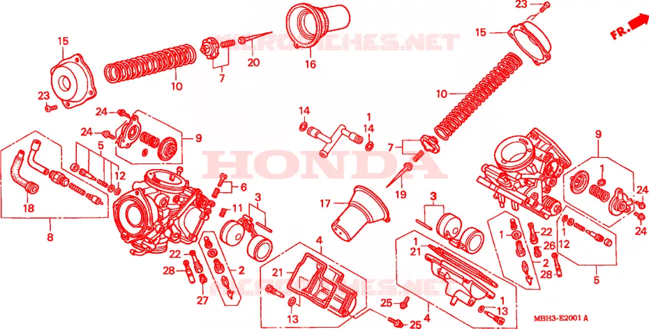 CARBURADOR (PECAS DE COMPONENTE) Honda MOTO 1100 SHADOW 1999  VT1100C3X