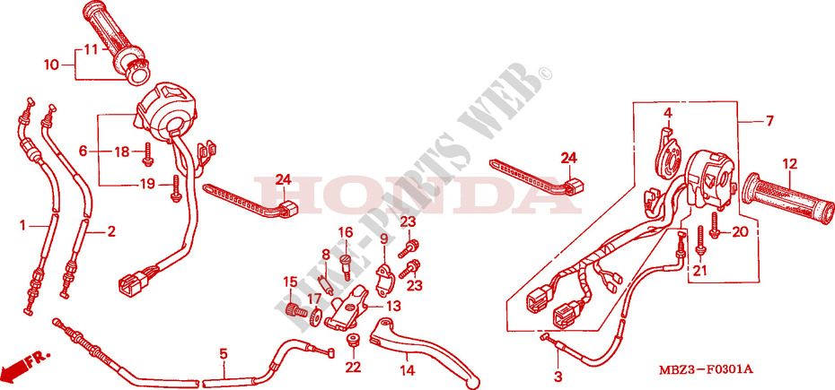 MANETE/INTERRUPTOR/ CABO(2) para Honda CB 600 S HORNET 50HP 2000