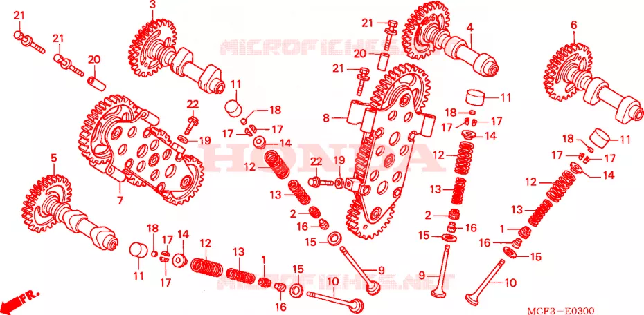 ARVORE CAMES/VALVULA Honda MOTO 1000 SP 2001  VTR1000SP1