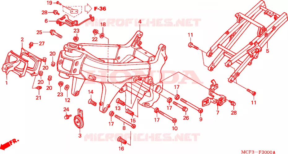 CORPO QUADRO(VTR1000SPY/1) Honda MOTO 1000 SP 2001  VTR1000SP1