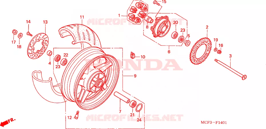 RODA TRASEIRA(VTR1000SP2/3/4/5/6) Honda MOTO 1000 SP 2005  VTR1000SP5