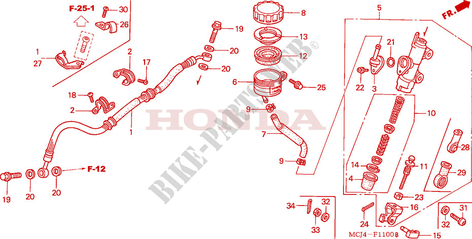 BOMBA PRINCIPAL TRASEIRA CILINDRO para Honda CBR 900 RR 2000