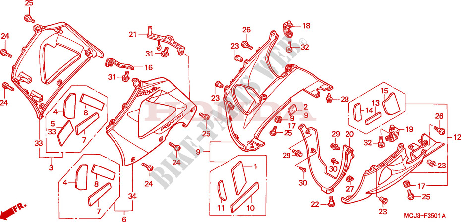 CARENAGEM INFERIOR(2) para Honda CBR 900 RR 2000