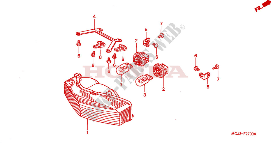 LUZ TRASEIRA (CBR900RRY,1/RE1) para Honda CBR 929 RR FIREBLADE 2000
