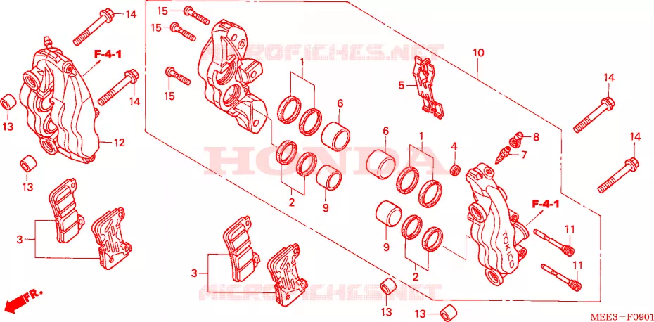 PINCA TRAVAO FRENTE (CBR600RR5/6) Honda MOTO 600 CBR 2005  CBR600RR5