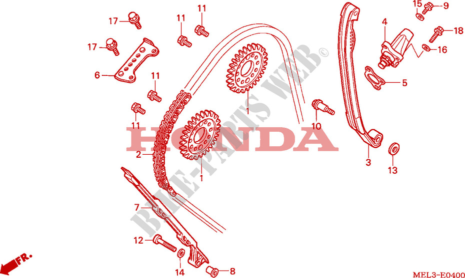 CORRENTE ARVORE CAMES/TENSOR para Honda CBR 1000 RR FIREBLADE 2007
