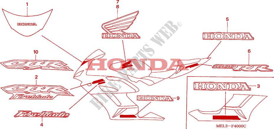 FAIXA/MARCA(1) para Honda CBR 1000 RR FIREBLADE 2004