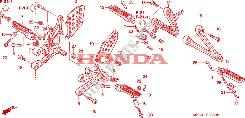 POUSA PES para Honda CBR 1000 RR FIREBLADE 2006