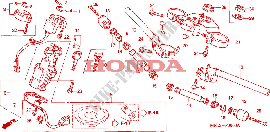PUNHO GUIADOR/PONTE SUPERIOR para Honda CBR 1000 RR FIREBLADE REPSOL 2005