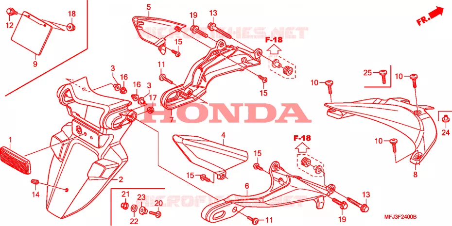 GUARDA-LAMAS TRASEIRO Honda MOTO 600 CBR 2009  CBR600RA9