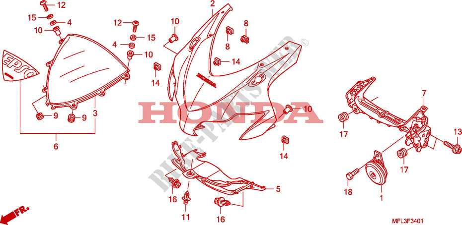 CARENAGEM SUPERIOR(2) para Honda CBR 1000 RR FIREBLADE ABS 2010