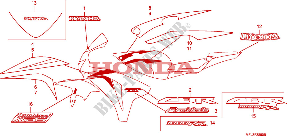 FAIXA/MARCA(1) para Honda CBR 1000 RR FIREBLADE ABS BLACK 2011