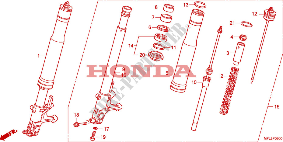 FORQUILHA FRENTE para Honda CBR 1000 RR FIREBLADE ABS 2010