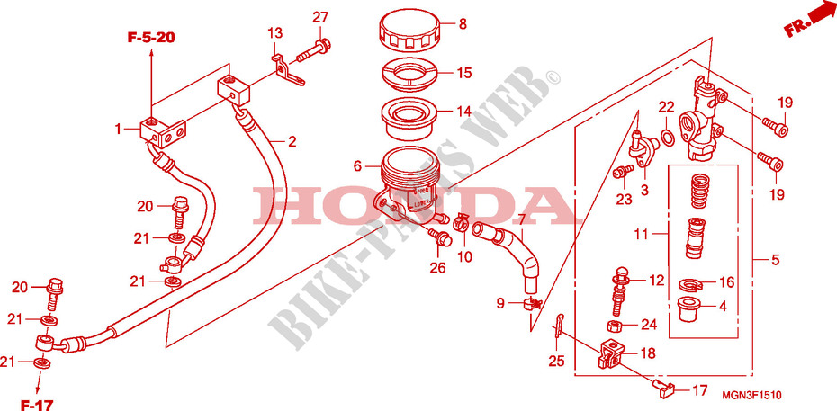BOMBA PRINCIPAL TRASEIRA CILINDRO(CBF600SA/NA) para Honda CBF 600 FAIRING ABS 34HP 2010
