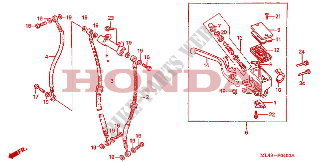TRAVAO FRENTE BOMBA PRINCIPAL para Honda CB 450 S 1989