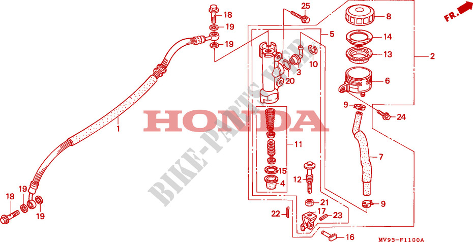 BOMBA PRINCIPAL TRASEIRA CILINDRO para Honda CBR 600 F2 SUPER SPORT 1992