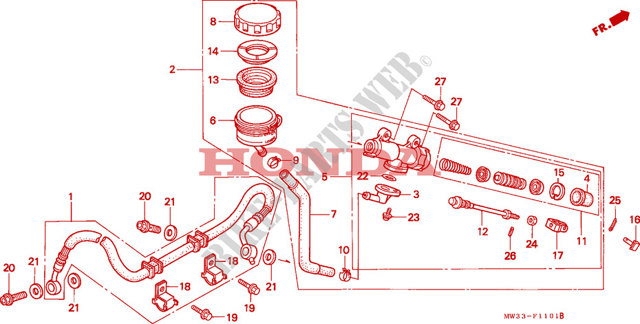 BOMBA PRINCIPAL TRASEIRA CILINDRO(CB750F2) para Honda SEVEN FIFTY 750 27HP 1992