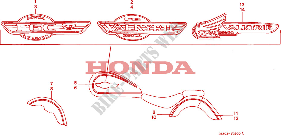 FAIXA/MARCA(1) para Honda 1500 F6C 2000