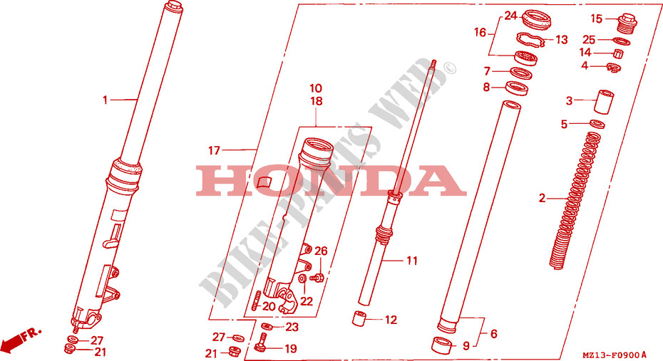 FORQUILHA FRENTE para Honda BIG ONE 1000 50HP 1993