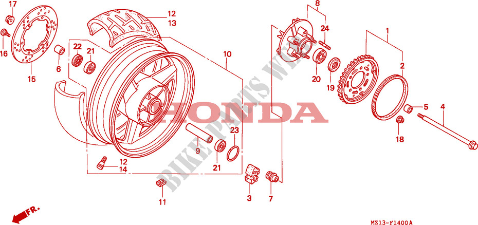 RODA TRASEIRA para Honda BIG ONE 1000 50HP 1996