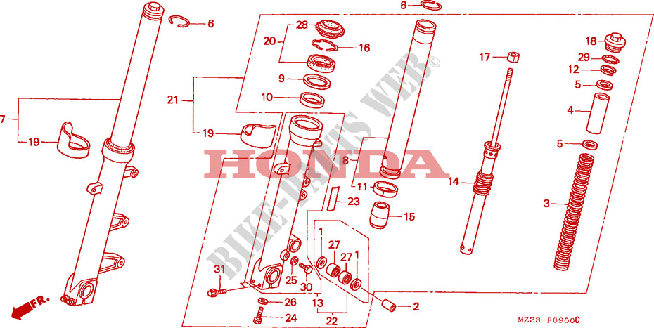 FORQUILHA FRENTE para Honda CBR 1000 F 1994